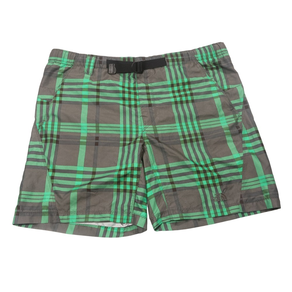 The North Face Plaid Swim Trunks Shorts Belted Casual Mens Size Medium Liner‎